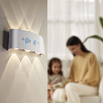 Battery Operated Wall Light | Rechargeable Motion Sensor Night Light for Hallway, Stairs & Landing | No Wiring, 2500mAh, 6W, Curved White, 18cm
