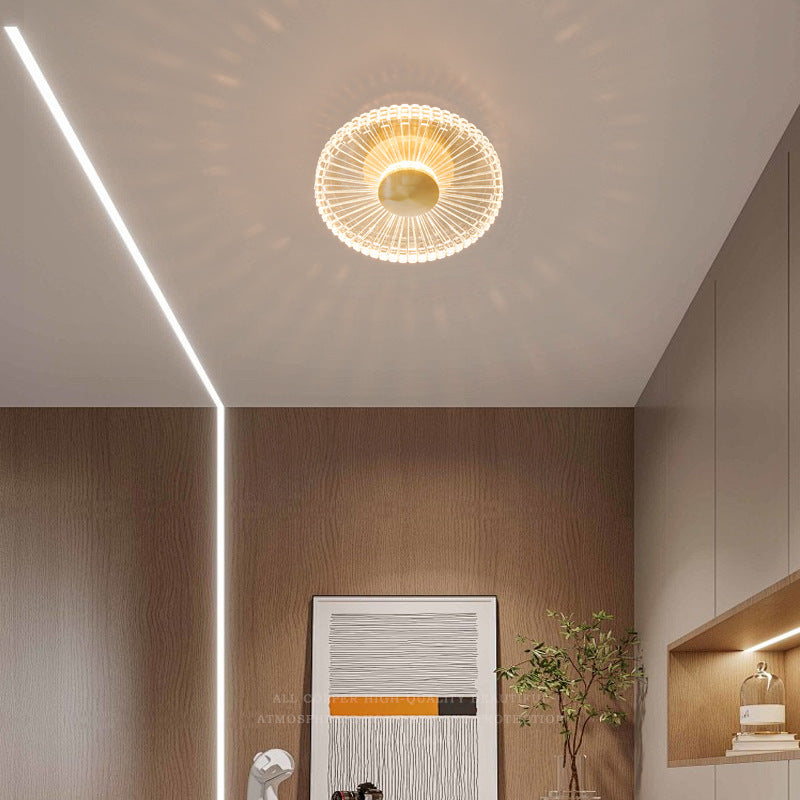 Ceiling Light | Small Crystal-Effect Flush LED Light for Hallway, Landing, Wardrobe & Porch | Gold-Tone Copper, 3 Light Colours, 18cm