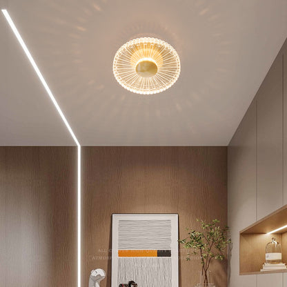 Ceiling Light | Small Crystal-Effect Flush LED Light for Hallway, Landing, Wardrobe & Porch | Gold-Tone Copper, 3 Light Colours, 18cm