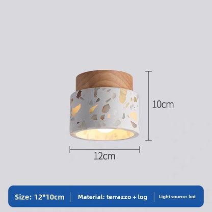 Terrazzo and wood flush ceiling light – product detail 6