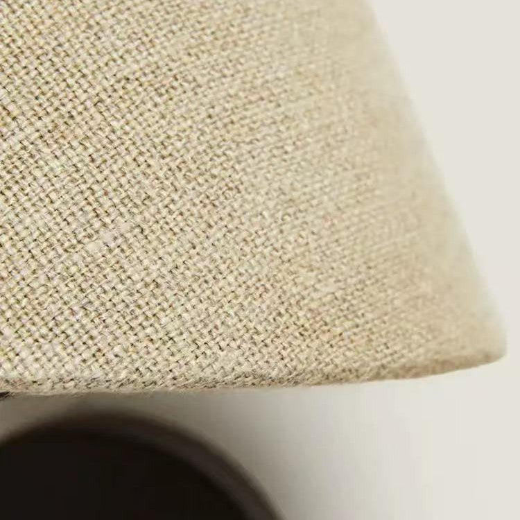 Wall Light | Linen Coolie Shade Sconce with Black Arm for Bedside, Hallway & Living Room | Beige or White Fabric, Warm White LED, 21cm