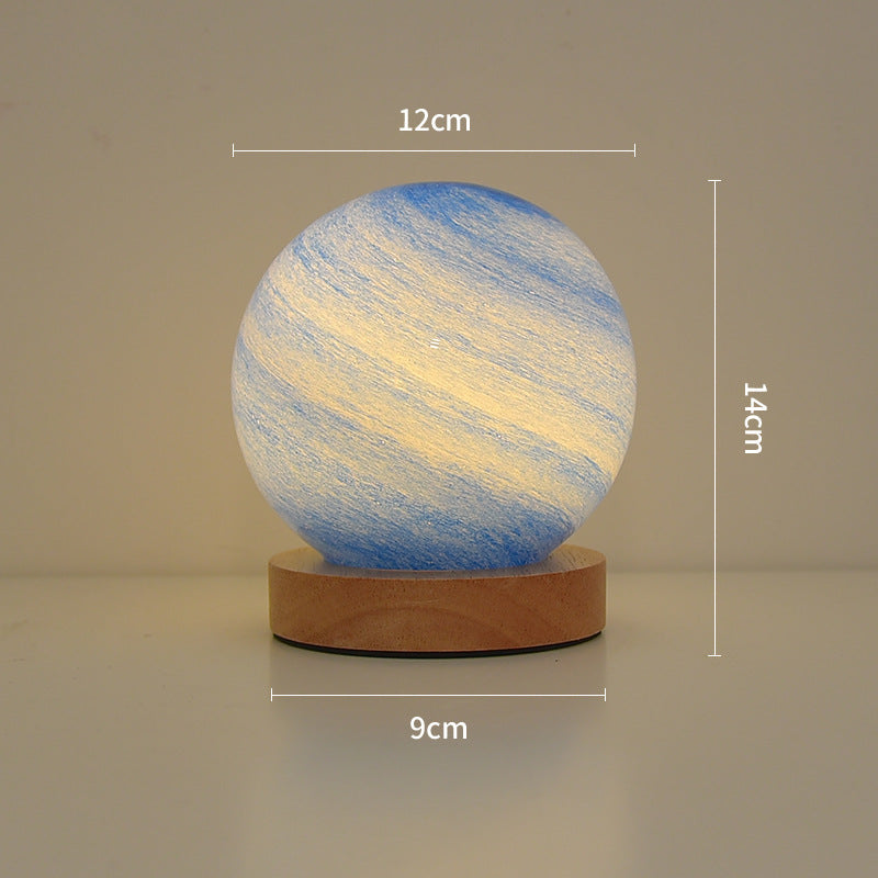 Sunset Lamp | Glass Planet Night Light for Bedroom, Nursery & Desk | Moon, Sunset, Blue Earth or Painted Planet, 12cm, USB or Rechargeable