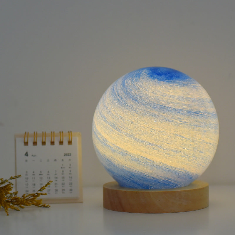 Sunset Lamp | Glass Planet Night Light for Bedroom, Nursery & Desk | Moon, Sunset, Blue Earth or Painted Planet, 12cm, USB or Rechargeable
