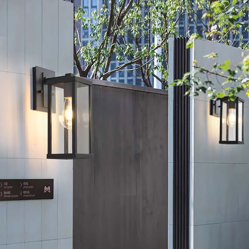 Modern Black Box Lantern with Clear Glass for Porch, Front Door, Garden & Garage – photo 5