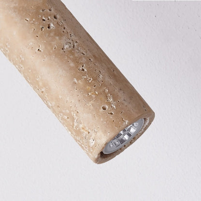 Pendant Light | Travertine Stone Ceiling Lamp for Dining Table, Kitchen Island & Bedside | Wood or Walnut Plate, Single or Double, 28cm or 40cm