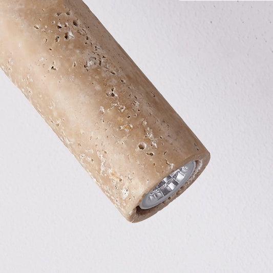 Pendant Light | Travertine Stone Ceiling Lamp for Dining Table, Kitchen Island & Bedside | Wood or Walnut Plate, Single or Double, 28cm or 40cm