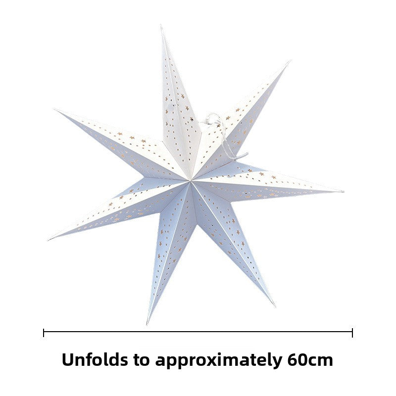 Large 60cm White Paper Star Christmas Decoration for Window, Bedroom & Living Room – Dotted, 60cm