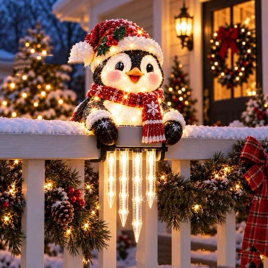 Light up penguin decoration with icicle lights