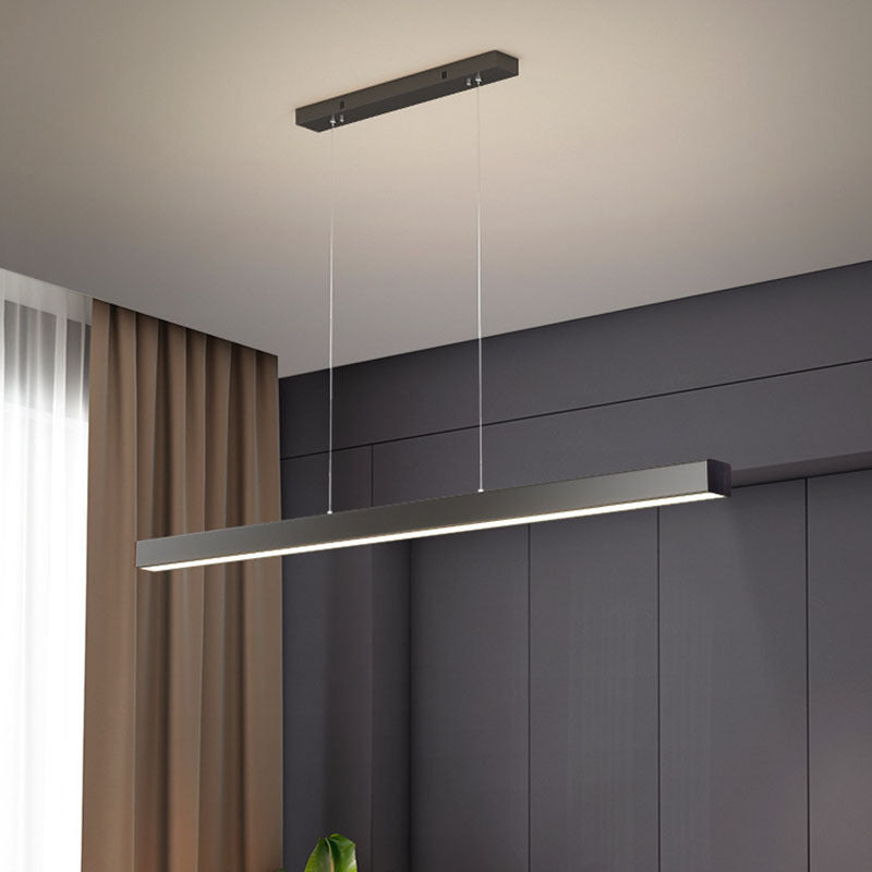 Linear Pendant Light | Modern LED Bar Ceiling Lamp for Dining Table, Kitchen Island & Office | Black or Walnut, 60cm or 80cm, Warm White or 3-Colour