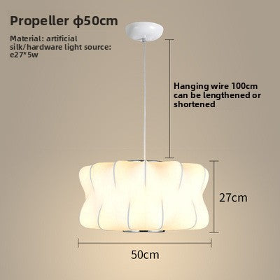 Pendant Light | Fabric Shade Ceiling Lamp for Dining Room, Bedroom & Living Room | Japandi Cloth Shade, Ball, UFO, Bucket, Hourglass or Peach, 30–50cm