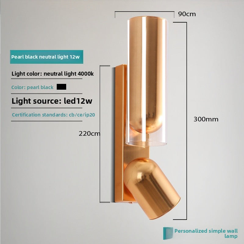 Wall Light | Rotating Spotlight Up & Down Sconce for Bedside Reading, Hallway & Stairs | Matte Black or Brass, 12W LED, 35cm