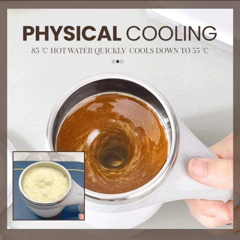 Electric self stirring coffee mug stainless steel interior