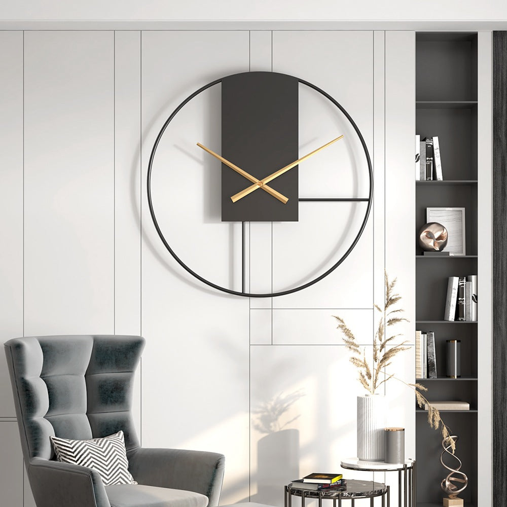 Wall Clock | Large Silent Non-Ticking Metal Clock for Living Room, Kitchen, Bedroom & Office | Minimalist Black & Gold, 40cm or 50cm, Battery