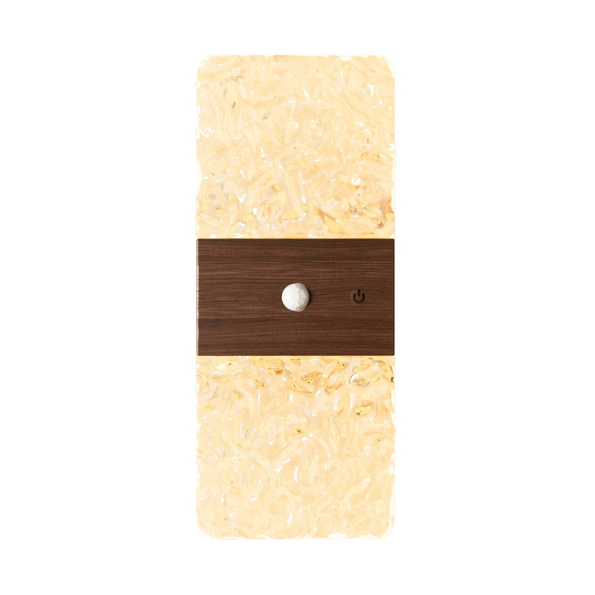 Motion Sensor Night Light | Battery Operated Crystal-Effect Wall Light for Hallway, Stairs | Stick On, No Wiring, Wood or Travertine-Effect, 20cm