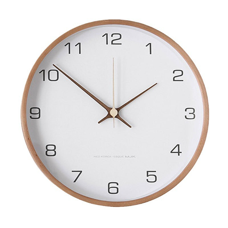 Large Wall Clock | Nordic Solid Wood Wall Clock for Living Room, Kitchen, Bedroom & Office | Round Wooden Frame, White or Grey, 30cm, 35cm or 40cm