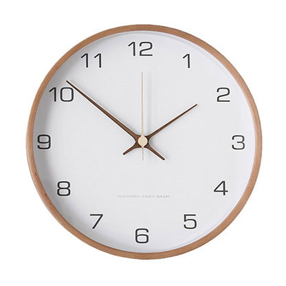 Large Wall Clock | Nordic Solid Wood Wall Clock for Living Room, Kitchen, Bedroom & Office | Round Wooden Frame, White or Grey, 30cm, 35cm or 40cm