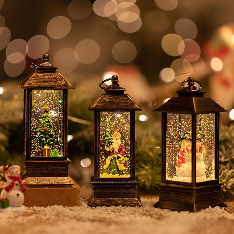 Christmas Lantern | LED Snow Globe Night Light for Table, Mantelpiece & Windowsill | Christmas Table Decorations, Santa, Snowman or Tree