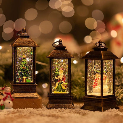 Christmas Lantern | LED Snow Globe Night Light for Table, Mantelpiece & Windowsill | Christmas Table Decorations, Santa, Snowman or Tree