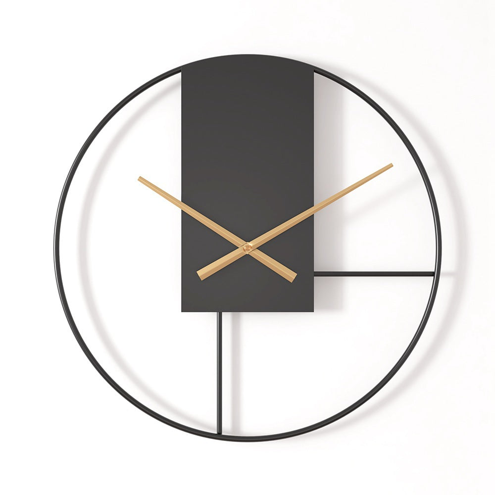 Wall Clock | Large Silent Non-Ticking Metal Clock for Living Room, Kitchen, Bedroom & Office | Minimalist Black & Gold, 40cm or 50cm, Battery