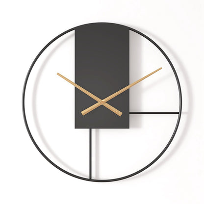 Wall Clock | Large Silent Non-Ticking Metal Clock for Living Room, Kitchen, Bedroom & Office | Minimalist Black & Gold, 40cm or 50cm, Battery