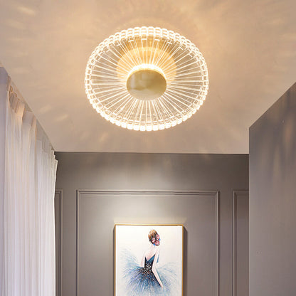 Ceiling Light | Small Crystal-Effect Flush LED Light for Hallway, Landing, Wardrobe & Porch | Gold-Tone Copper, 3 Light Colours, 18cm