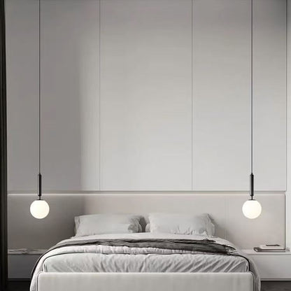 Plug-In Pendant Light | Opal Glass Globe Hanging Lamp with UK Plug for Bedside, Reading Corner & Desk | No Wiring, Single or Double, Gold or Black