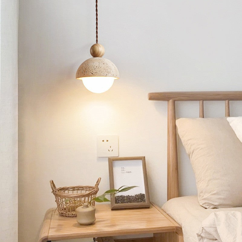 Travertine stone dome pendant light – product detail 5