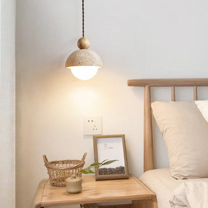 Travertine stone dome pendant light – product detail 5