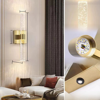 Battery Operated Wall Light | Rechargeable Crystal-Effect Lamp for Bedroom & Hallway | No Wiring, Touch & Remote, 3 Shapes, Black or Gold