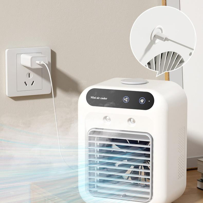 USB desktop cooling fan with 3 speed settings side view