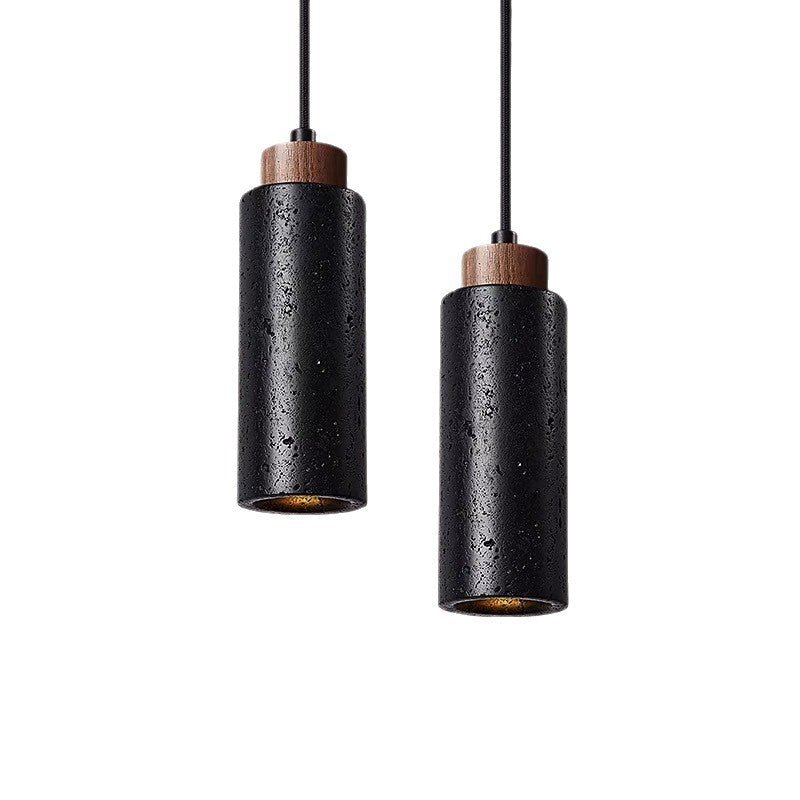 Pendant Light | Travertine Stone Bedside Lamp for Bedroom, Hallway & Kitchen | Single or Double, Yellow or Black Stone, E27 Bulb Included, 18.5cm