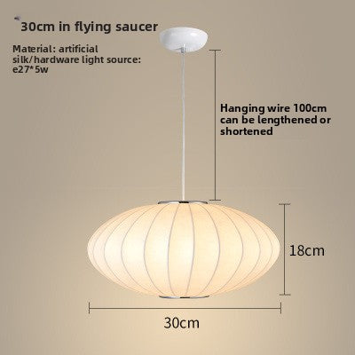 Pendant Light | Fabric Shade Ceiling Lamp for Dining Room, Bedroom & Living Room | Japandi Cloth Shade, Ball, UFO, Bucket, Hourglass or Peach, 30–50cm