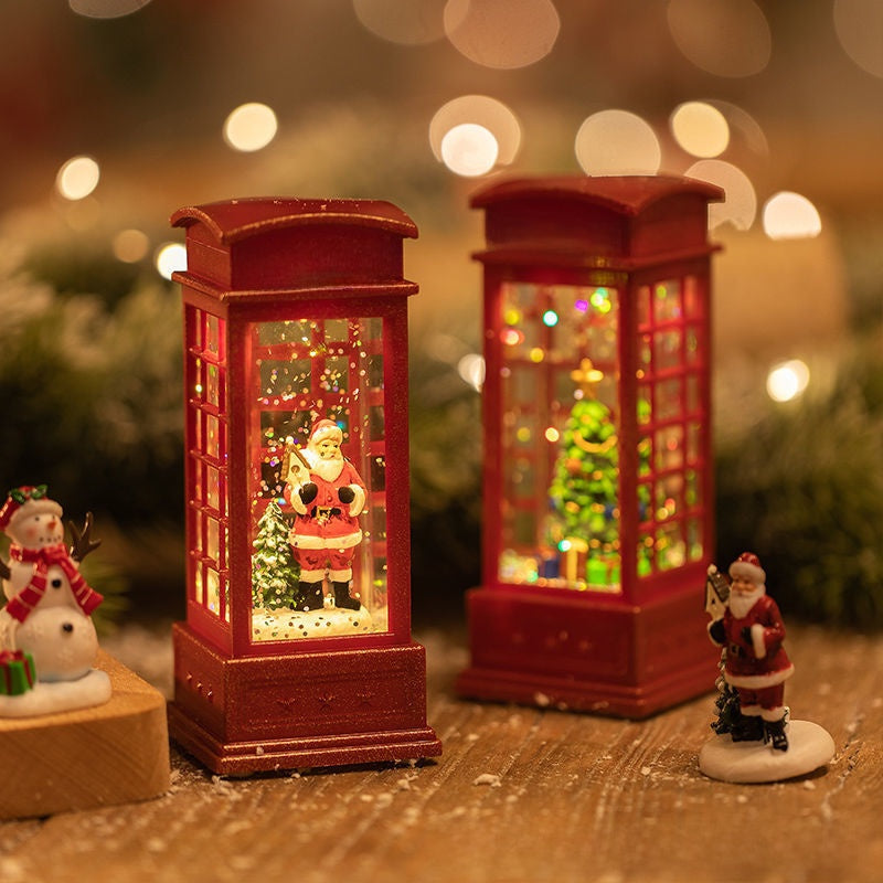 Christmas Lantern | LED Snow Globe Night Light for Table, Mantelpiece & Windowsill | Christmas Table Decorations, Santa, Snowman or Tree