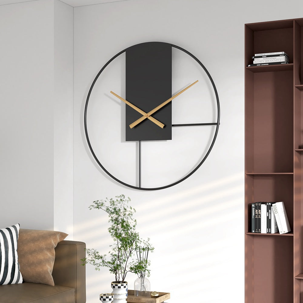 Wall Clock | Large Silent Non-Ticking Metal Clock for Living Room, Kitchen, Bedroom & Office | Minimalist Black & Gold, 40cm or 50cm, Battery