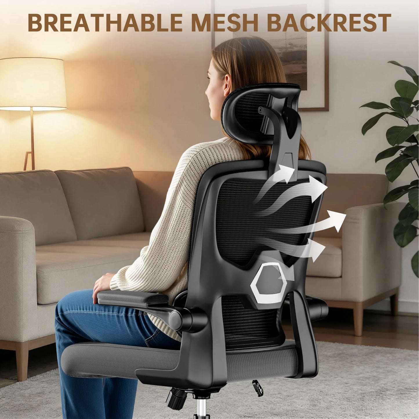 Ergonomic Office Chair | Adjustable Lumbar Support & Flip-Up Arms
