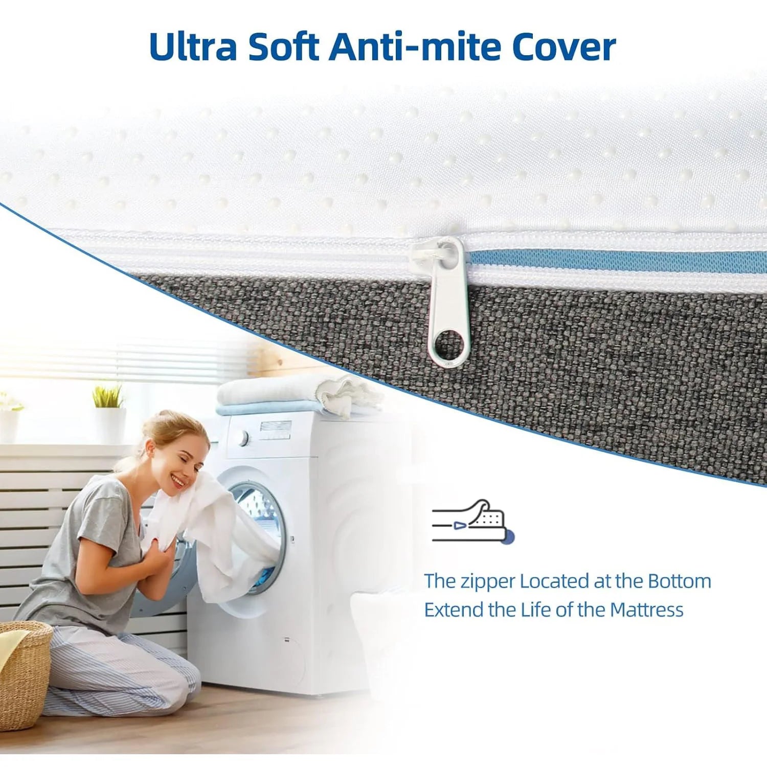 Memory foam mattress top comfort layer close-up