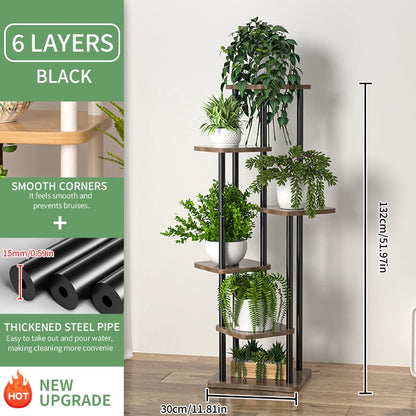 Indoor Plant Stand | Wooden Tiered Flower Shelf Display Rack