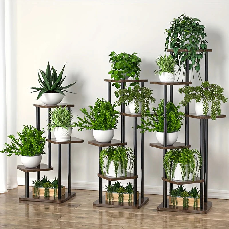 Indoor Plant Stand | Wooden Tiered Flower Shelf Display Rack
