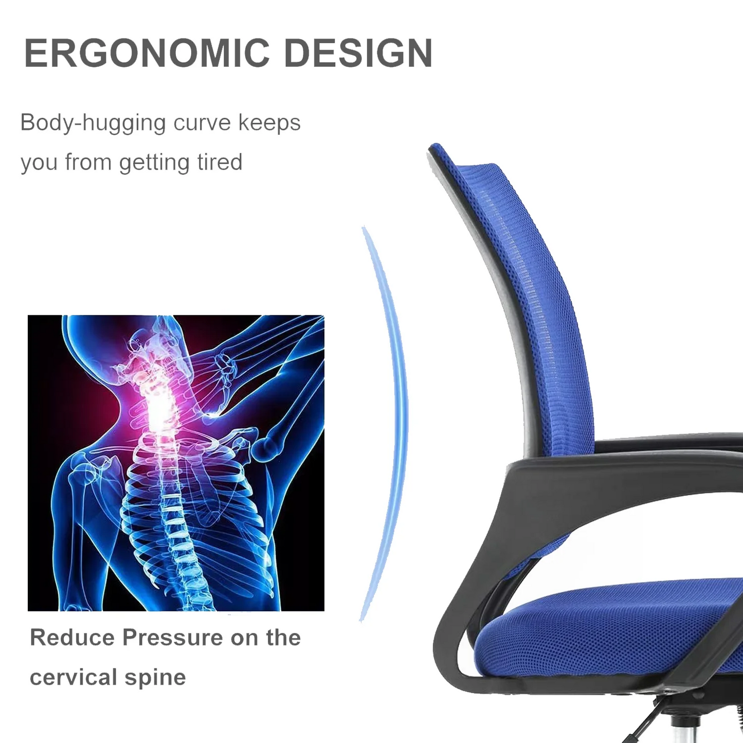 Office Chair | Adjustable Swivel Desk Chair with Lumbar Support