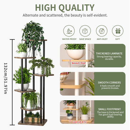 Indoor Plant Stand | Wooden Tiered Flower Shelf Display Rack