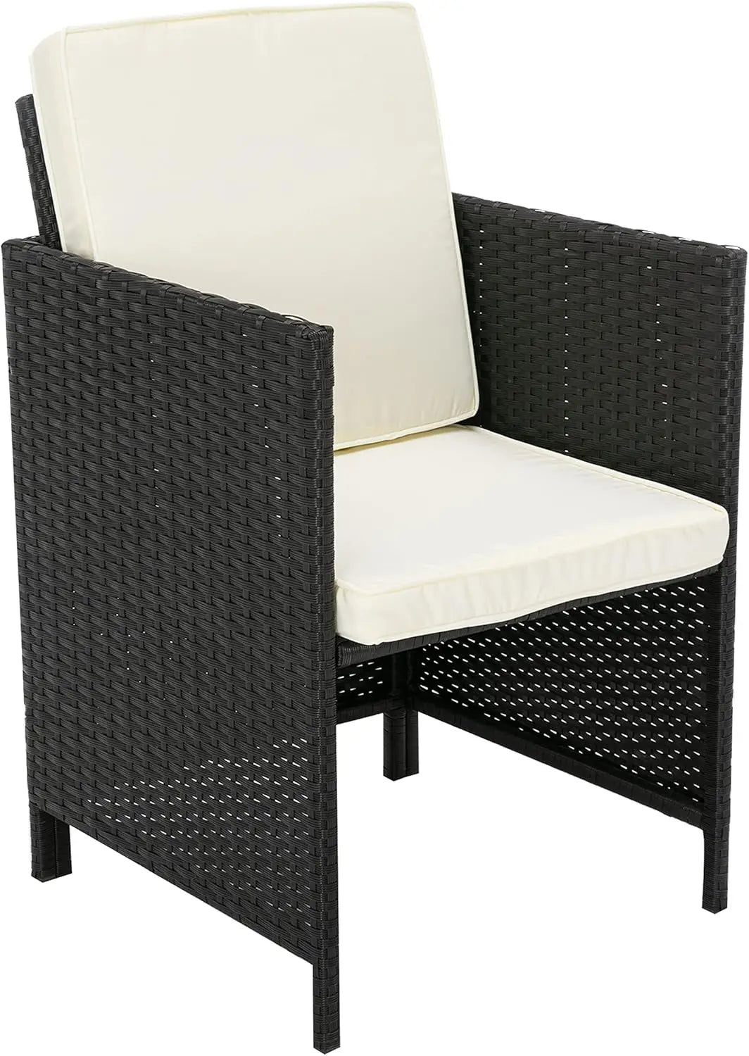 Rattan furniture set arranged on patio decking area