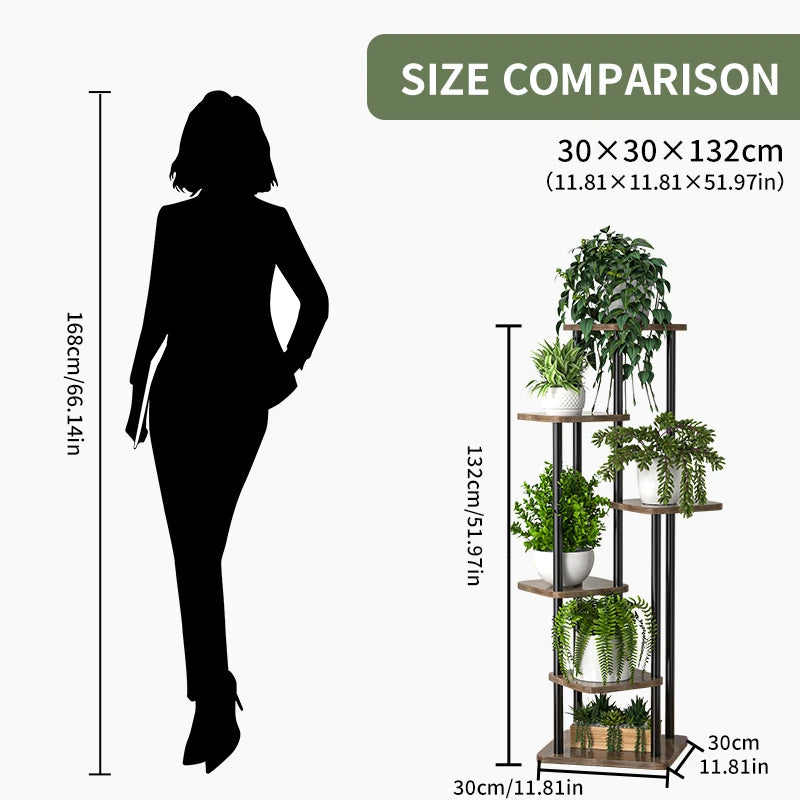 Indoor Plant Stand | Wooden Tiered Flower Shelf Display Rack