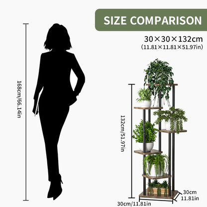 Indoor Plant Stand | Wooden Tiered Flower Shelf Display Rack