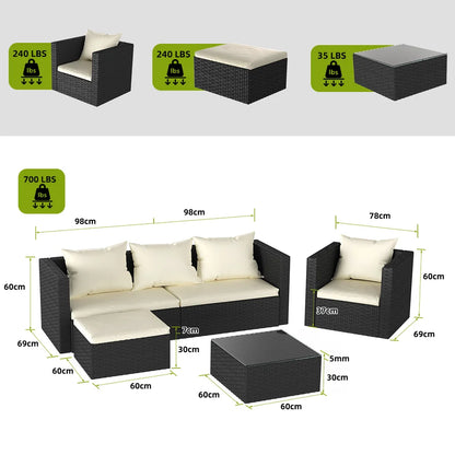 Outdoor patio corner sofa rattan frame construction
