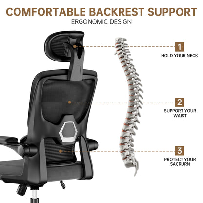 Ergonomic Office Chair | Adjustable Lumbar Support & Flip-Up Arms