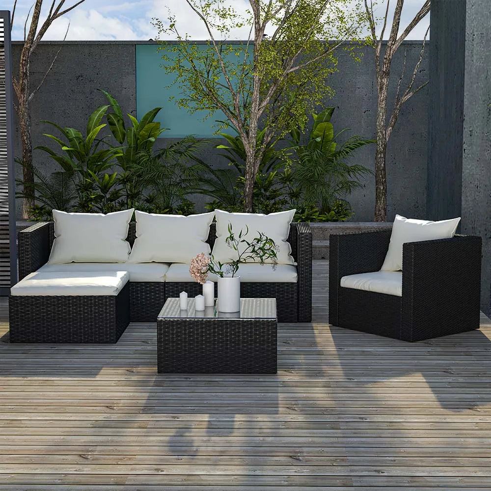 Rattan corner sofa outdoor patio lounge cushions detail