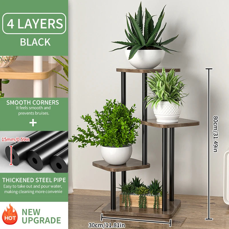 Indoor Plant Stand | Wooden Tiered Flower Shelf Display Rack