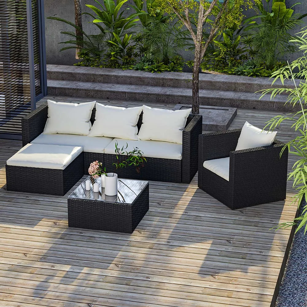 4 seater rattan garden corner sofa set with coffee table