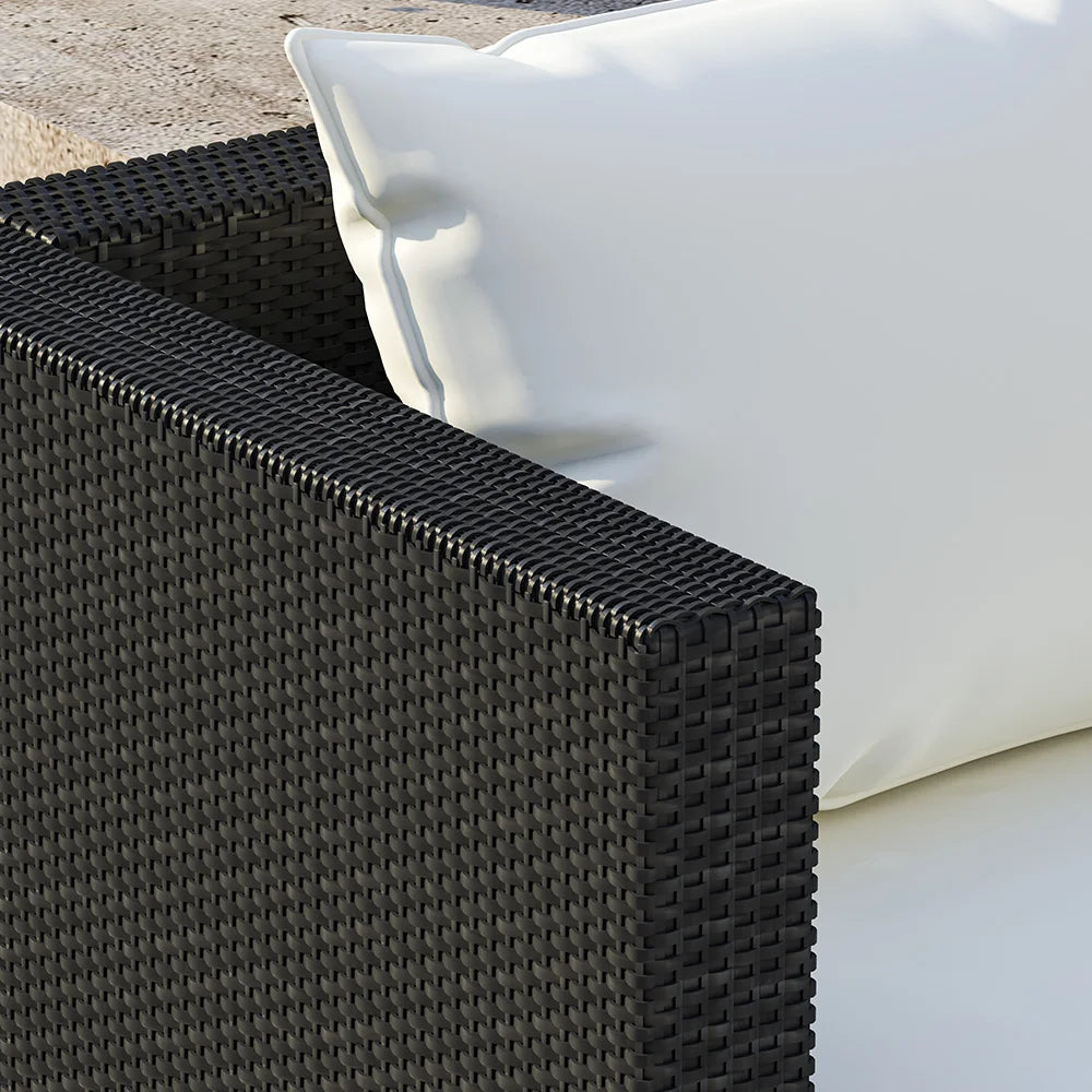 All weather rattan lounge furniture coffee table glass top