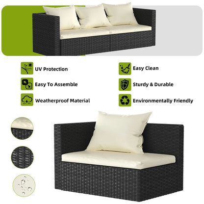 Rattan sofa set cushion fabric and weave close-up
